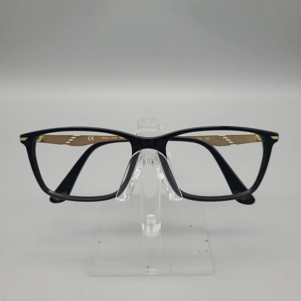 Police VPL986K COL 0700 Black Gold Rectangular Eyeglass Frames 145mm